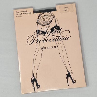 Agent Provocateur Seam & Heel Stretch Black Stockings Size 2 NEW